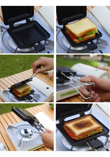 Açık Katlanır Kolu Muffin Sandviç Fırın Tepsisi Çok Y28609 Siyah