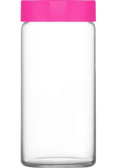LAV Novo Cam Kavanoz 2'li Büyük Boy 1400 ml Pembe Plastik Kapaklı (Erzak Saklama Kavanozu )