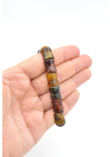 Hakiki Doğal Kaplan Gözü Taşı Bileklik Çok Renkli