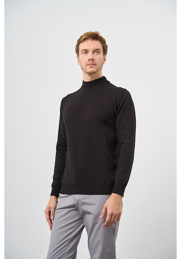 Morven Erkek Siyah Basic Yarım Balıkçı Yaka Dynamic Fit Rahat Kesim Triko 26kc017001001 Siyah Siyah