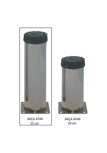 Akça Ayak, Baza, Yatak, Koltuk, Kanepe, Masa, Puf, Sehpa Tv Ünitesi Ayarlanabilir Metal Ayak 15 Cm Krom