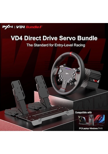 Vd4 Bundle F Direct Drive Direksiyon Seti 4 Nm Sabit Tork Gücü W As Simit Ve Hall-effect Pedal Dahil Pc Uyumlu Sim Racing