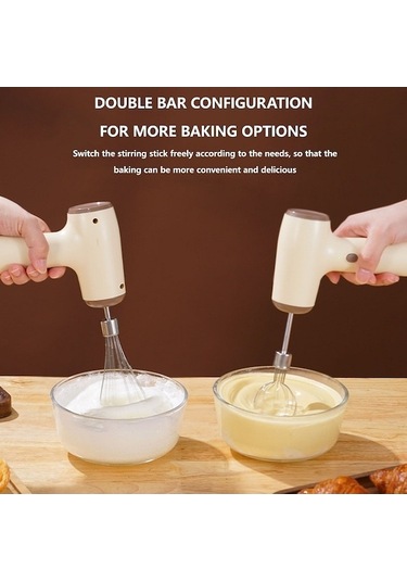 Dancemonkey Cbtx Kablosuz Mini El Tipi Çok Fonksiyonlu Elektrikli Karıştırma Mikseri, Renk: Tek Çubuk Bej 5 Vites, Renk: Gradyan Bej Çok Renkli