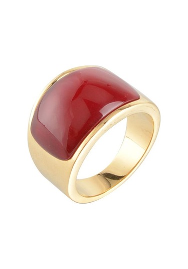 Kırmızı 2023 Oval Taş Yüzükler Erkekler Kadınlar İçin Altın Renk Paslanmaz Çelik Moda Alyans 9