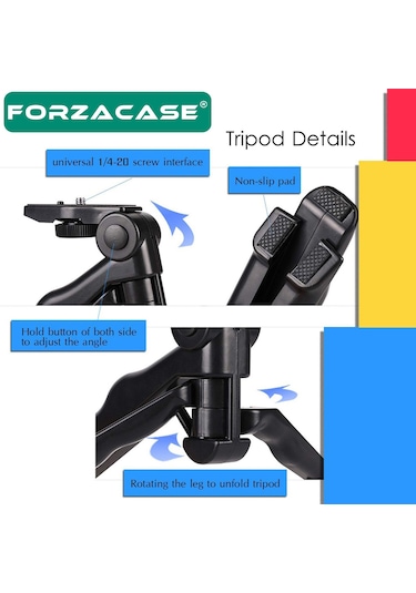 3 Ayak Mini Kamera Tripodu + Döner Başlık Telefon Tutucu - Fc056