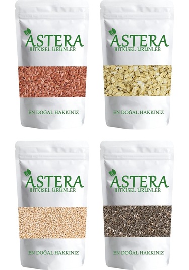250 Gr Chia + 250 Gr Kinoa + 250 Gr Keten + 250 Gr Yulaf Ezmesi Tahıl Seti