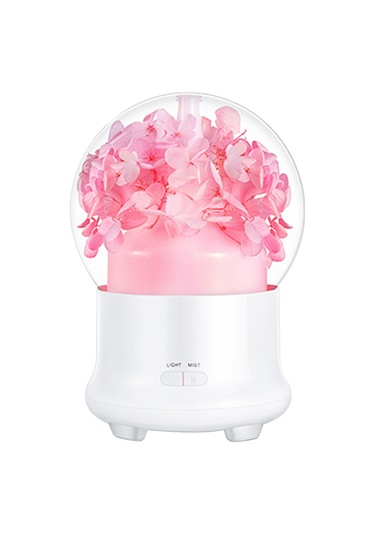 Yifomall Ev İçin Pembe Hortensya Ebedi Çiçekli Aromaterapi Makyajı: 7 Renkli Gece Lambalı, Otomatik Kapanma Özellikli Nemlendirici