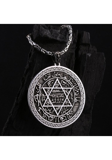 Fkgümüş 925 Ayar Gümüş Motifli Mührü Süleyman Kolye