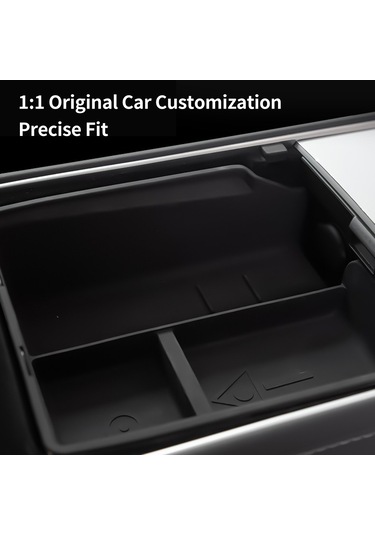 Mufunye Tesla Model 3 Y İçin Orta Konsol Düzenleyici Tepsi Araba Depolama Kutusu Yedeği, Siyah