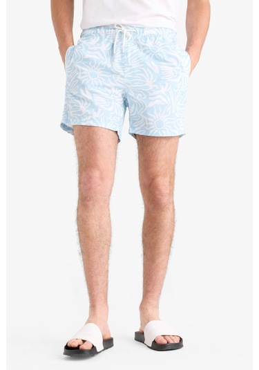 Defacto Desenli File Astarlı Kısa Boy Deniz Şortu E0974ax25hstr506 Turkuaz