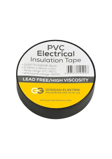 Günsan Siyah Elektrik İzolasyon Bandı 10 Adet