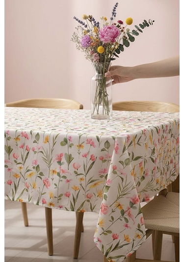 Botanical Desenli Masa Örtüsü, Sofra Bezi, Piknik Örtüsü Çok Renkli