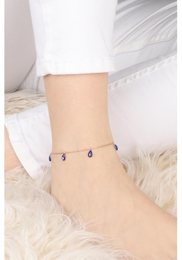 Mineli Nazar Boncuğu Gümüş Halhal