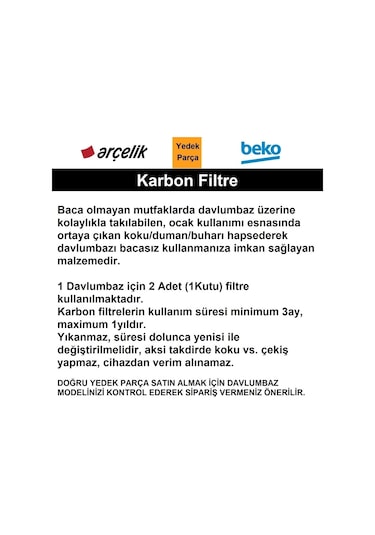 Arçelik Uyumlu P 170 B (8851491100) Aspiratör Karbon Filtre 9197066118 - 454729001