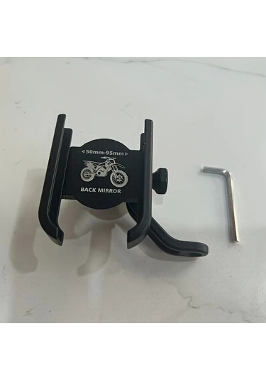 Xuweiwei Siyah Bisiklet Scooter Motosiklet İçin Ayarlanabilir Alüminyum Alaşım Telefon Tutucu Bounce Testli Kaymaz Tasarım Siyah Pürüzsüz Yüzey Siyah