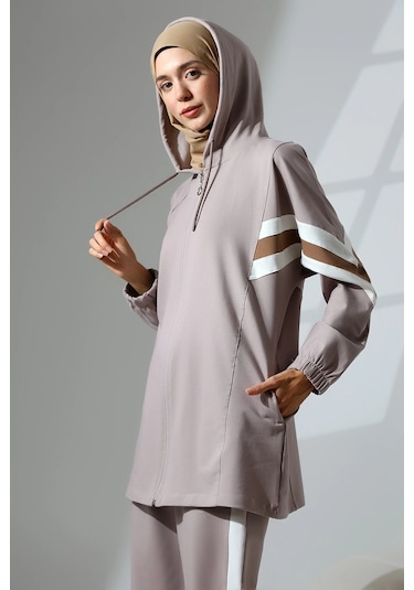 Kadın Mevsimlik Penye Alt Üst Spor Ve Rahat Ikili Tunik Pantolon Şık Tesettür Takım Taş