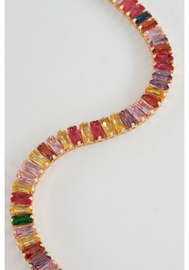 Kadın 316 L Çelik Vip Seri Antialerjik Baget Zirkon Taşlı Su Yolu Bileklik Ölçüleri 17cm + 3 Cm Uzatma 7 Mm Taş Boyutu-5208 Renkli