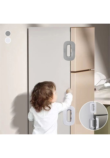 Gajeena Çocuk Güvenliği Kilidi Gri - Otomatik Kilitlenme, Çok Amaçlı Kullanım, Buzdolabı-ütü-çekmece Koruması Gri