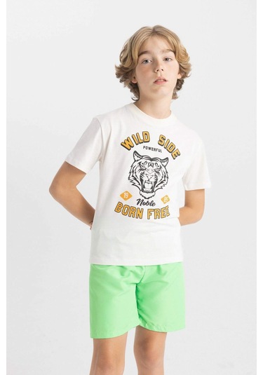 DeFacto Erkek Çocuk Basic Düz Deniz Şortu B7737A824HSGN1218