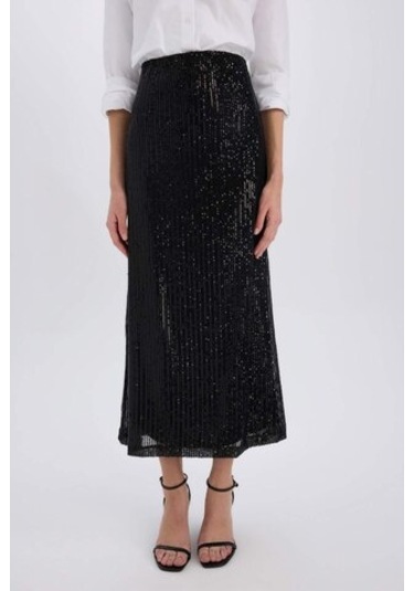 DeFacto A Kesim Normal Bel Payetli Kumaş Maxi Etek E2440AX24WNBK27 Siyah