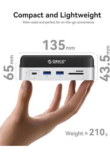 Orico Vs10 Mac Mini 10in1 Dikey Bağlantı Docking Station - M.2 Nvme,hdmı,2.5g Lan,10gbps Type-c Usb-a