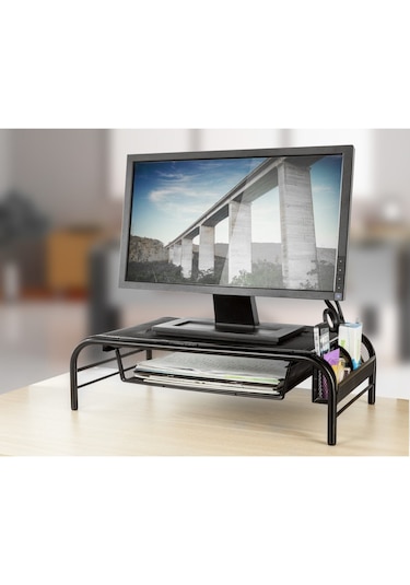 Office Force Raflı Ve 2 Cepli Monitör Ekran Yükseltici Gri