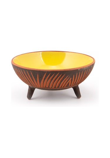 Seramik Ayaklı Sunum Tabağı 20 Cm Sarı