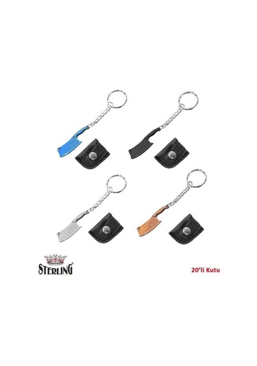 Sterling Mini Bıçak Anahtarlık 4 Renk 20 Adet Gri