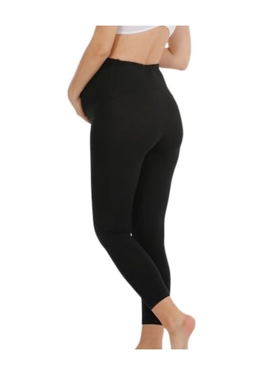 Bir Beden Küçük Gösteren Toparlayıcı Solmayan Siyah Fitilli Hamile Tayt