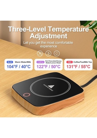 Willowhaven Ahşap Desenli 3 Sıcaklık Ayarlı Akıllı Isıtıcılı Kahve Termosu