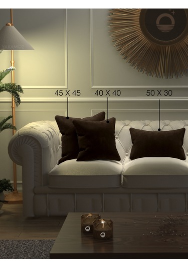 Çikolata Kahvesi Renk Kırlent , Yastık Kılıfı Kadife Görünümlü Velvet Touch Serisi Çikolata Kahvesi