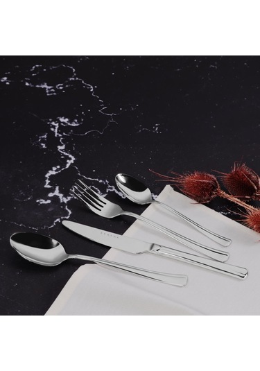 Serenk Milano Çelik Çatal Kaşık Bıçak Takımı 24 Parça Gümüş