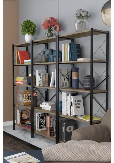 Morpanya Star Metal Kitaplık 5 Raflı Çok Amaçlı Dosya Kitap Rafı Ofis 001