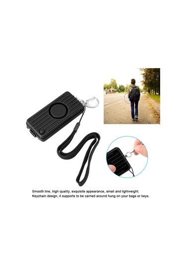 Anti-soygun Kişisel Güvenlik Anahtarlık Alarmı 130db Düdük Led Aydınlatma Acil Durum Savunması Siyah