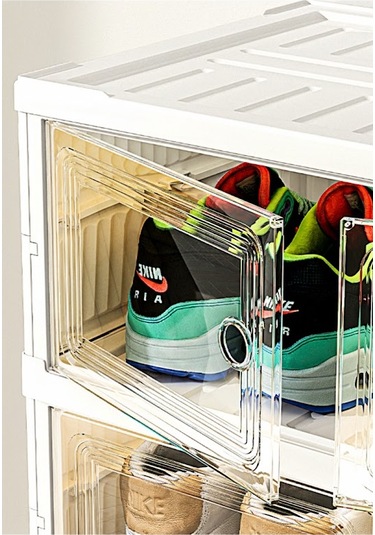 Kurulum Gerektirmeyen Katlanabilir Ayakkabı Saklama Kutusu Krem