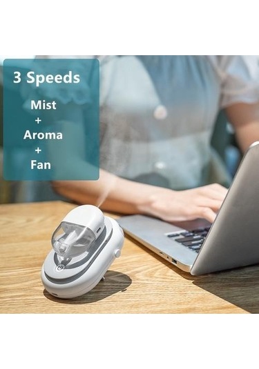 Mini Asılı Boyun Su Püskürtme Fanı 2000 Mah Şarj Edilebilir Pil Kumandalı El Masaüstü Hava Soğutma Fanları Açık Hom4my Beyaz