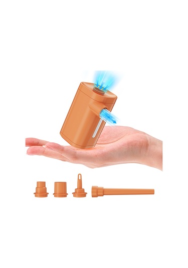 Teltree Portatif Li-poly Akülü 50w Inflator-deflator: 30000rpm Motor, 280l/dak, 2 Vites, Işık Fonksiyonu, Type-c Şarj, Turuncu Hava Pompa + 4 Uç + Çantası