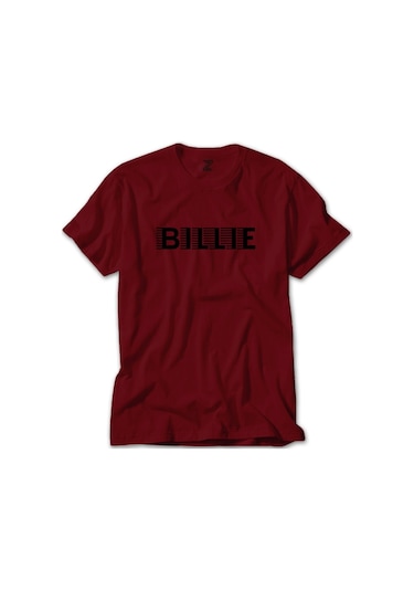 Billie Eilish Lined Kırmızı Tişört-Kırmızı