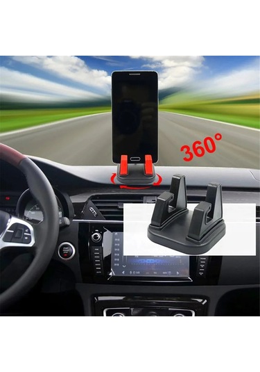 Gajeena Araç Telefon Tutucu 360 Derece Döner Sabitleyici Abs Plastik Lastikli Gps Tablet Tutucu Gri 6x6x4.5cm Diğer