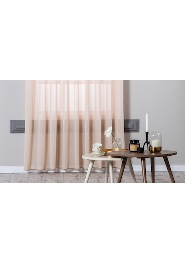 Massarelli Keten Folded Tül Uçuk Pembe Pilesiz