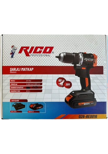 Rico 028-RE0016 20V Çift Akülü Şarjlı Darbeli Matkap