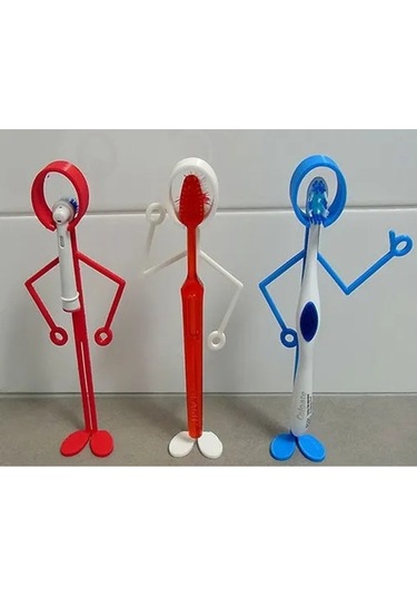 Çöp Adam Çocuk Diş Fırçası Stand- Diş Fırc Tutucu 4 Adet Çok Renkli