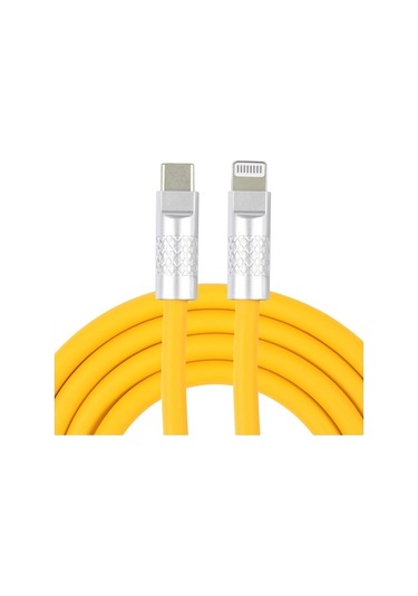 Rogfer Mech Serisi 120w Usb-c / Type-c - 8 Pin Metal Fiş Silikon Hızlı Şarj Veri Kablosu, Uzunluk: 1.2m Sarı