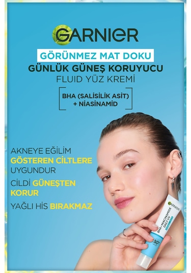 Garnier BHA + Niasinamid Fluid Günlük Güneş Koruyucu Yüz Kremi SPF50+ 40 ML
