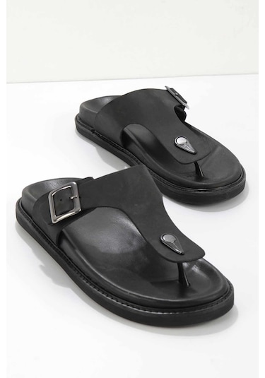 Siyah Leather Erkek Terlik E04801500003 Siyah