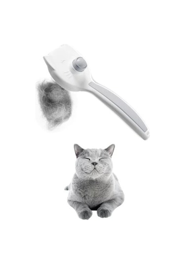 Gika Kedi Tasarımlı Tüy Toplama Tarağı Gri