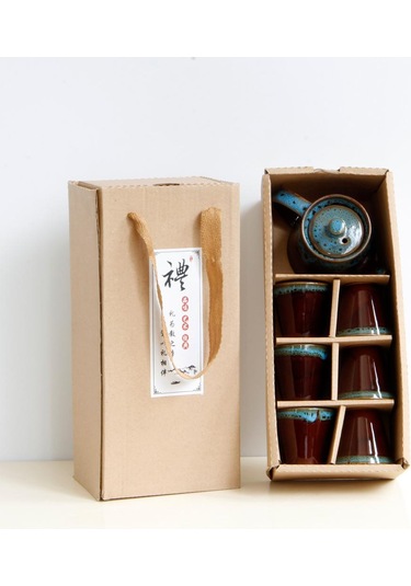 Homyl 7 Parça Seramik Sırlı Çay Bardakları & Mavi Mavi