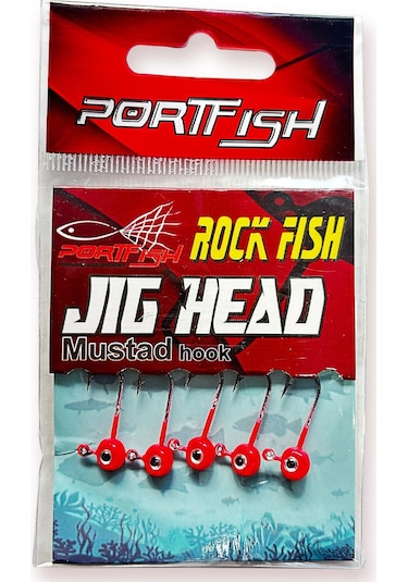 Portfish Kırmız Renkli Ve Gözlü 5 Adet Lrf Jig Head 6 No / 1 Gr