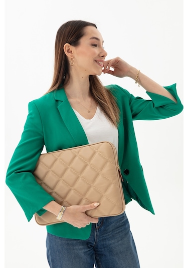 Kapitone Laptop Kılıfı 15.6 & 16 İnç Vizon