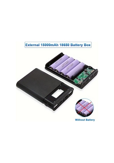 Boatshop1 Mavi 1 Bilgisayar 4x18650 15000mah Cift Usb Cikisli Tasinabilir Dayanikli Pil Kutusu Guc Kaynagi